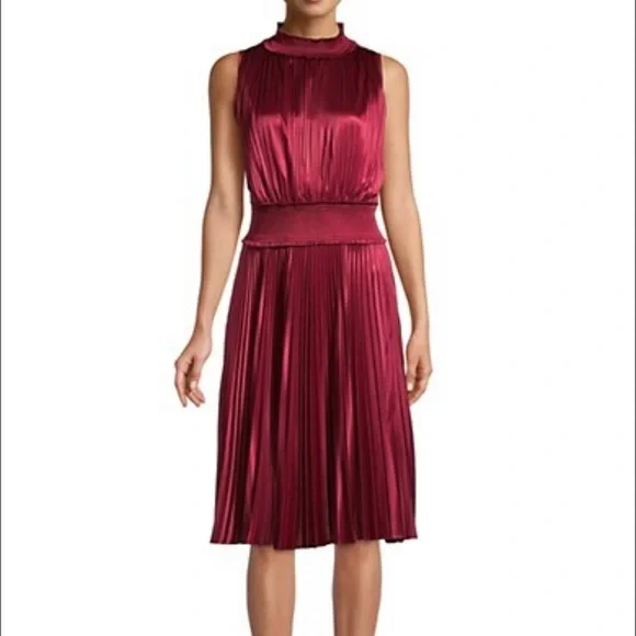 nanette lepore pleated blouson dress Nanette Lepore Pleated Blouson Midi Sleeveless Dress Size 10